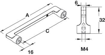 Tay nắm tủ Hafele, nicken mờ đen 176 x 32mm 106.61.324