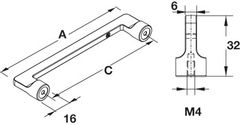 Tay nắm tủ Hafele, chrome bóng 176 x 32mm 106.61.224