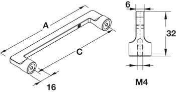 Tay nắm tủ Hafele, chrome bóng 144 x 32mm 106.61.223