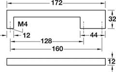 Tay nắm tủ Hafele Nicken mờ 172x32mm 110.34.655