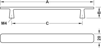 Tay nắm tủ Hafele màu mạ niken mờ 213mm 106.69.010