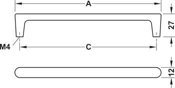Tay nắm tủ Hafele màu mạ crom bóng 172mm 106.69.032