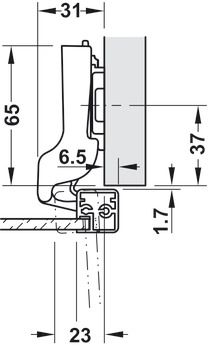 Bản lề giảm chấn Hafele cho cửa khung nhôm - loại trùm nữa 315.26.711