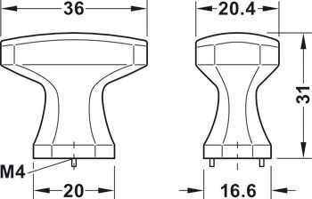 Tay nắm tủ Hafele màu đồng 36mm 106.70.173