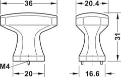 Tay nắm tủ Hafele màu đồng 36mm 106.70.173