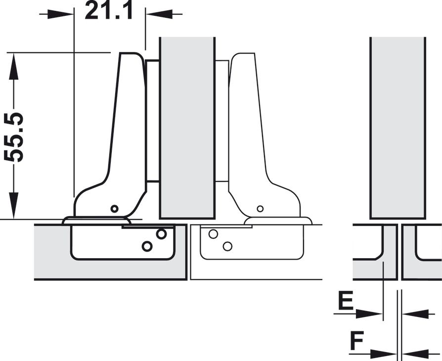 Bản lề lắp trùm nửa METALLA A 110° tiêu chuẩn không bật Hafele 315.31.551