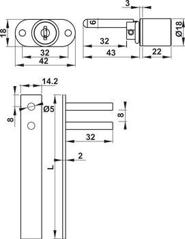 Khóa cho nhiều ngăn kéo, mạ Niken Hafele 482.01.113