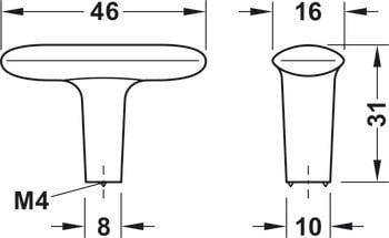 Tay nắm tủ Hafele màu mạ niken mờ 46mm 106.70.122