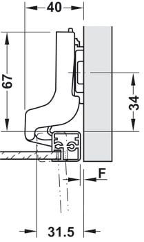 Bản lề giảm chấn Hafele cho cửa khung nhôm - loại lọt lòng 315.26.712