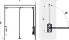 Tay nâng móc áo Hafele 880-1270mm màu trắng 805.11.754