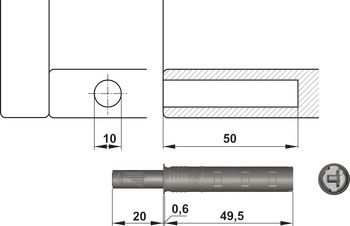 Nêm nhấn mở Hafele - Màu xám - Loại ngắn - Đầu nam châm 356.12.501