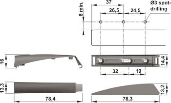 Đế nêm nhấn mở Hafele - Màu trắng - Loại dài 356.12.727