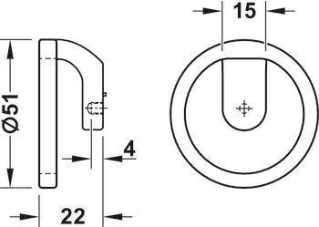 Tay nắm tủ Hafele màu đồng 51mm 106.70.186