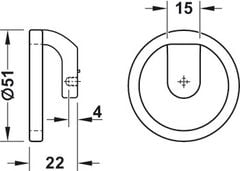Tay nắm tủ Hafele màu đồng 51mm 106.70.186