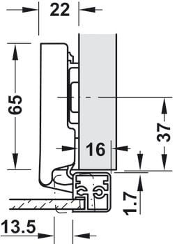 Bản lề giảm chấn Hafele cho cửa khung nhôm - loại trùm ngoài 315.26.710
