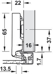 Bản lề giảm chấn Hafele cho cửa khung nhôm - loại trùm ngoài 315.26.710