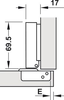 Bản lề giảm chấn DIY Hafele - Trùm ngoài - Đế lắp trượt 493.03.021