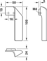 Tay nắm tủ bên trái Hafele màu đen mờ 100mm 101.69.511