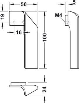 Tay nắm tủ bên trái Hafele màu be 100mm 101.69.509