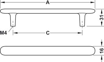 Tay nắm tủ Hafele màu đen 206mm 106.70.102