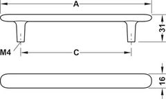 Tay nắm tủ Hafele màu trắng mờ 172mm 106.70.104