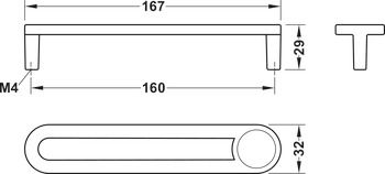 Tay nắm tủ Hafele màu đen mờ 167mm 106.70.175
