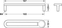 Tay nắm tủ Hafele màu đen mờ 167mm 106.70.175