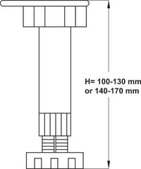 Chân tủ chiều cao 100-130mm Hafele 637.15.012