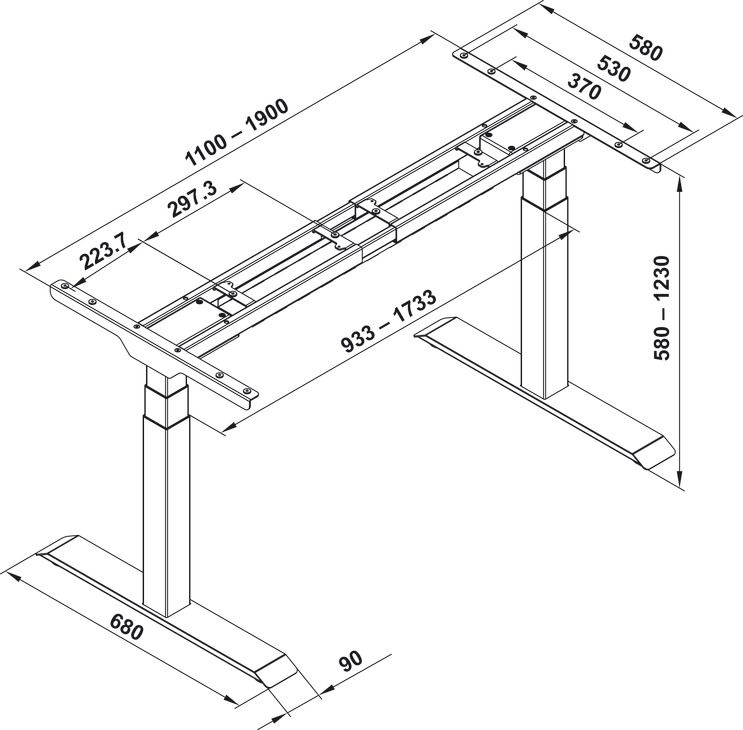 Phụ kiện bàn nâng hạ điện tử 2 chân Hafele 633.44.061