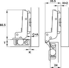 Bản lề giảm chấn Hafele - LOẠI LỌT LÒNG 334.20.001