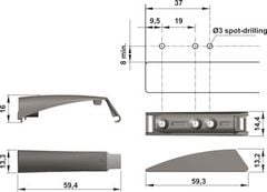 Đế nêm nhấn mở Hafele - Màu xám - Loại ngắn 356.12.526