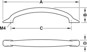 Tay nắm tủ Hafele màu vàng mờ 368mm 106.70.163