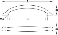 Tay nắm tủ Hafele màu đồng mờ 130mm 106.70.220