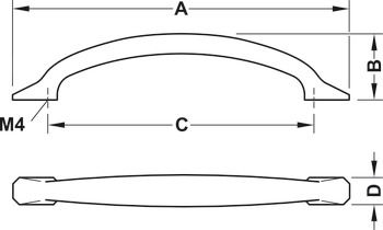 Tay nắm tủ Hafele màu đồng mờ 237mm 106.70.222