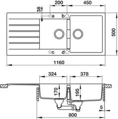 Chậu đá Hafele 1160mm HS19-GED2S80 màu xám 570.35.570