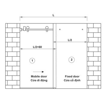 Trọn bộ cửa trượt phòng tắm Vuông - Ray 2000mm Hafele 981.71.101