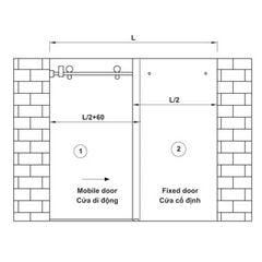 Trọn bộ cửa trượt phòng tắm Vuông - Ray 2000mm Hafele 981.71.101