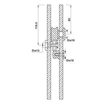 Trọn bộ cửa trượt phòng tắm Vuông - Ray 2000mm Hafele 981.71.101