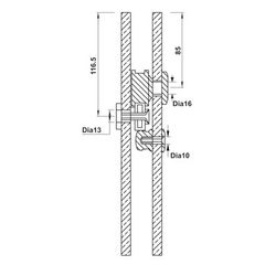 Trọn bộ cửa trượt phòng tắm Vuông - Ray 2000mm Hafele 981.71.101