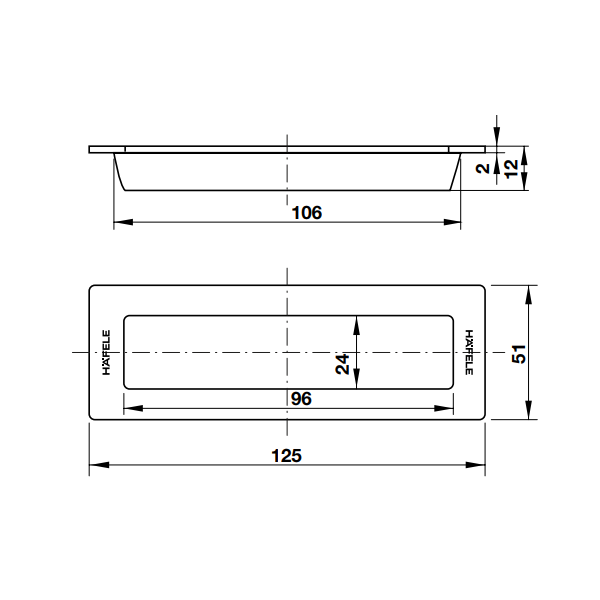 Tay nắm âm Hafele màu đồng rêu 125x51mm 489.72.145