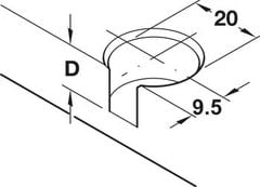 Vỏ nối Rafix 20 không vành cho lắp bằng mặt, nhựa, với cơ cấu siết màu nâu Hafele 263.50.105