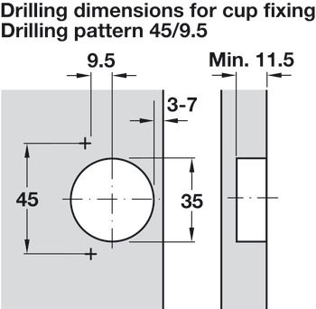 Bản lề giảm chấn Inox 304 Hafele - lọt lòng 315.06.752