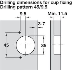 Bản lề giảm chấn Inox 304 Hafele - lọt lòng 315.06.752