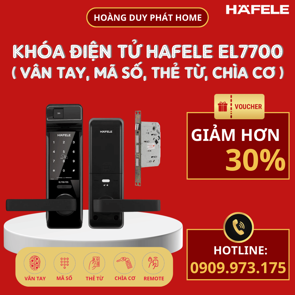 Khóa điện tử vân tay Hafele EL7700-TCS Thân khóa lớn 912.05.584