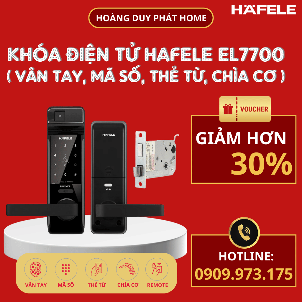 Khóa điện tử vân tay Hafele EL7700-TCS Thân khóa nhỏ 912.05.583