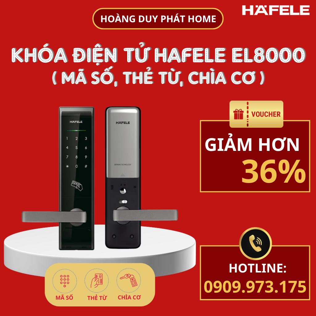 Khóa điện tử Hafele EL8000-TC Màu xám đen 912.05.359