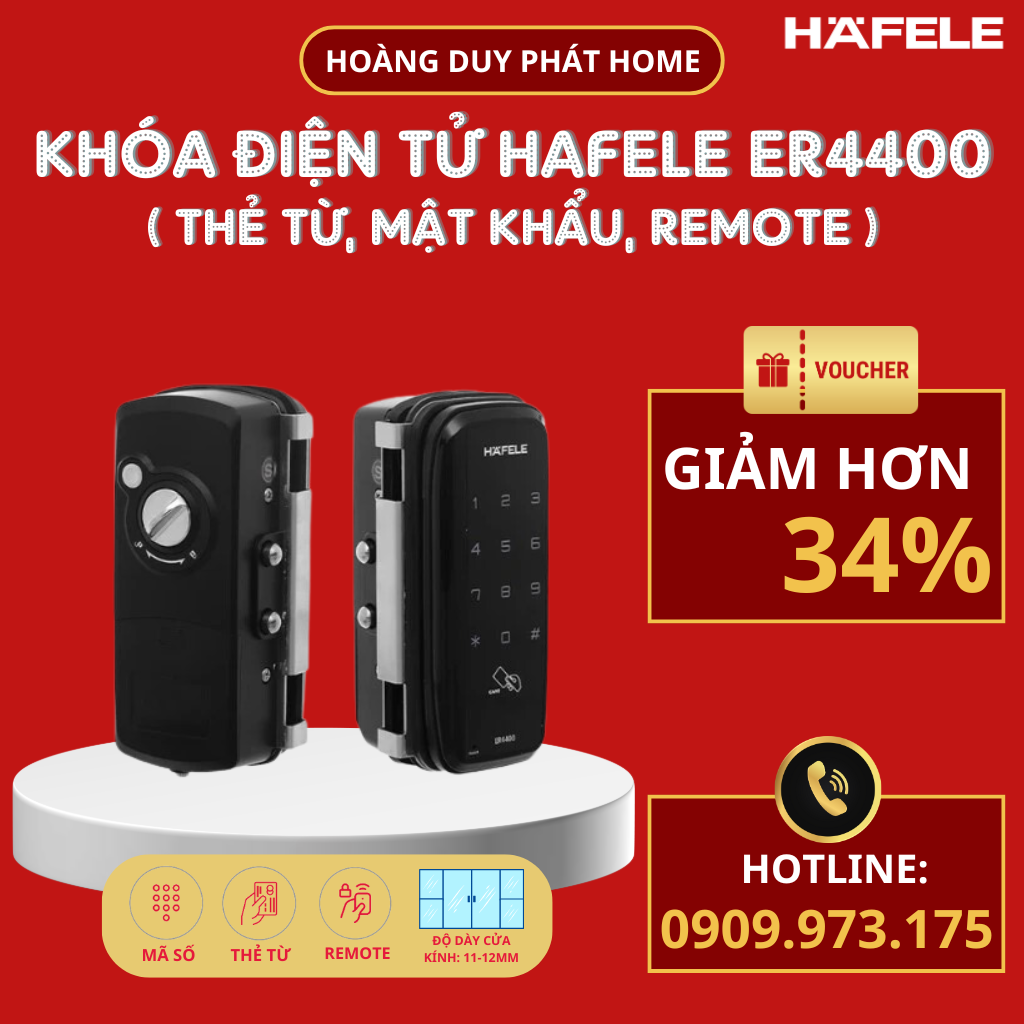 Khóa điện tử Hafele ER4400 TCR (Remote) 912.05.701