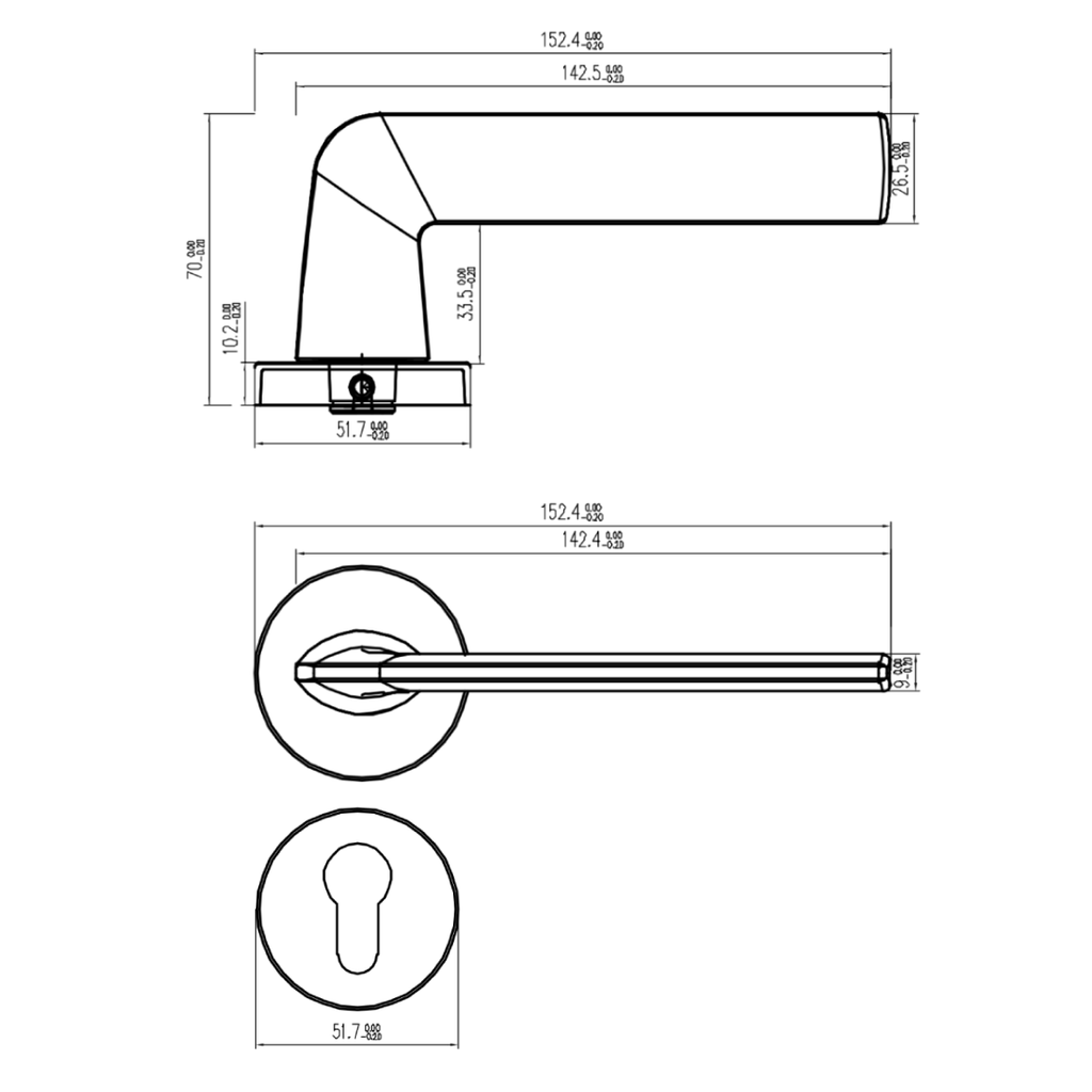 Bộ khoá cửa phòng Hafele Đồng bóng 499.63.603