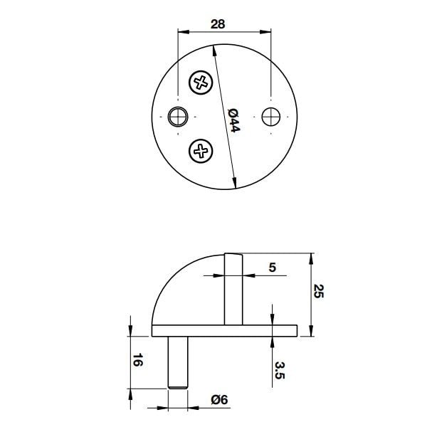 Chặn cửa bán nguyệt Hafele màu đồng bóng 489.70.231