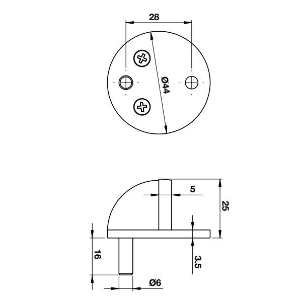 Chặn cửa bán nguyệt Hafele màu crom mờ 489.70.246